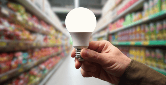 Supermercado bombilla luz led inteligente