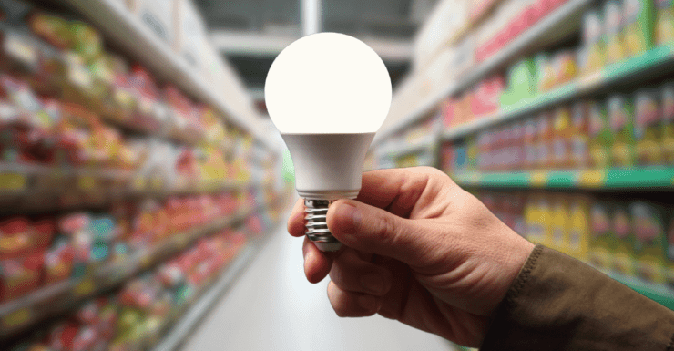 Supermercado bombilla luz led inteligente