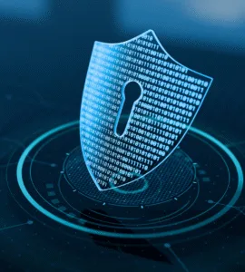 Escudo digital representando la protección mediante apps de doble autenticación (2FA), ideal para mejorar la seguridad de tu Gmail y otras cuentas personales