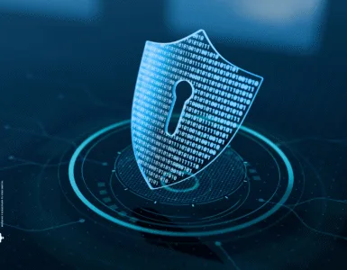 Escudo digital representando la protección mediante apps de doble autenticación (2FA), ideal para mejorar la seguridad de tu Gmail y otras cuentas personales