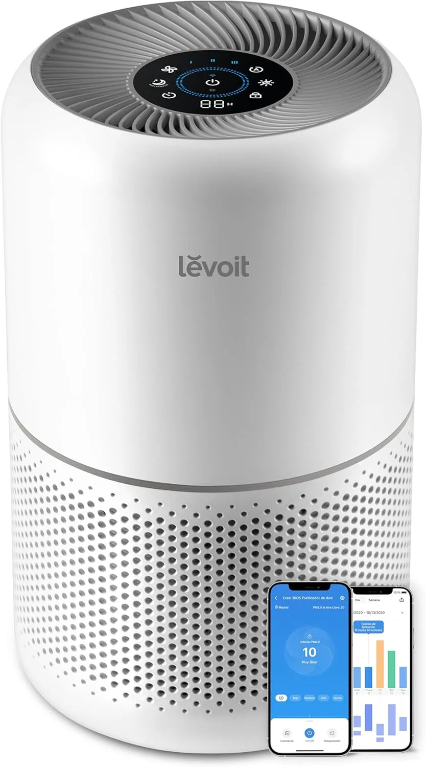 LEVOIT Purificador de Aire con Filtro HEPA Core 300S, Compatible Alexa y APP, Modo Inteligente, 22dB Modo de Sueño Silencioso