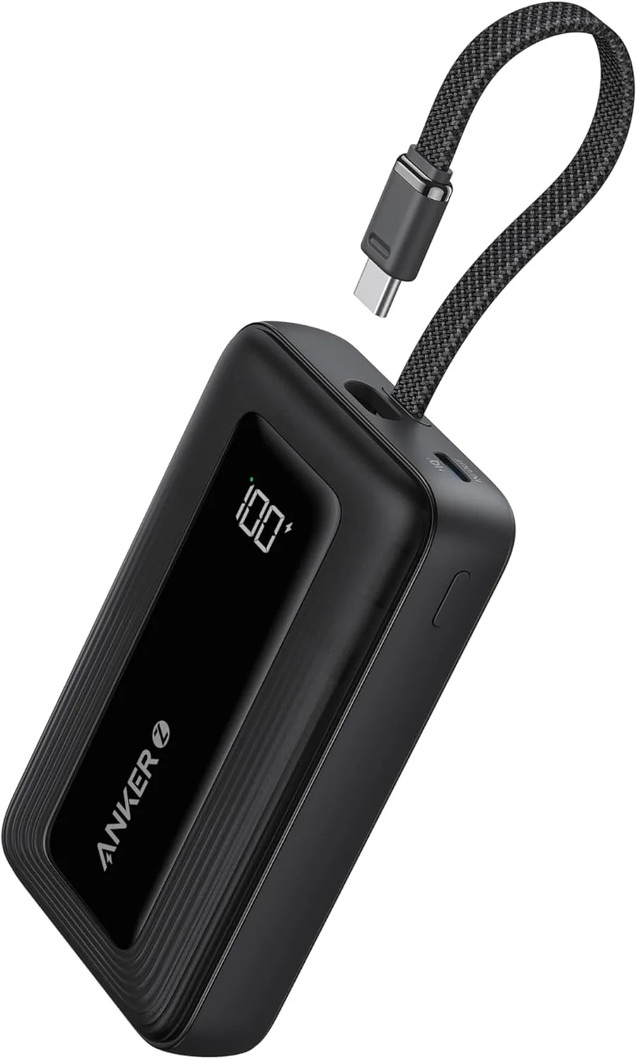 Anker Zolo Power Bank, Cargador Portátil de Alta Velocidad de 10000mAh 30W con Cable USB-C Integrado, 1 USB-C & A, Batería para iPhone 16/16 Pro/16 Pro Max/16 Plus, MacBook, Galaxy, iPad y Más